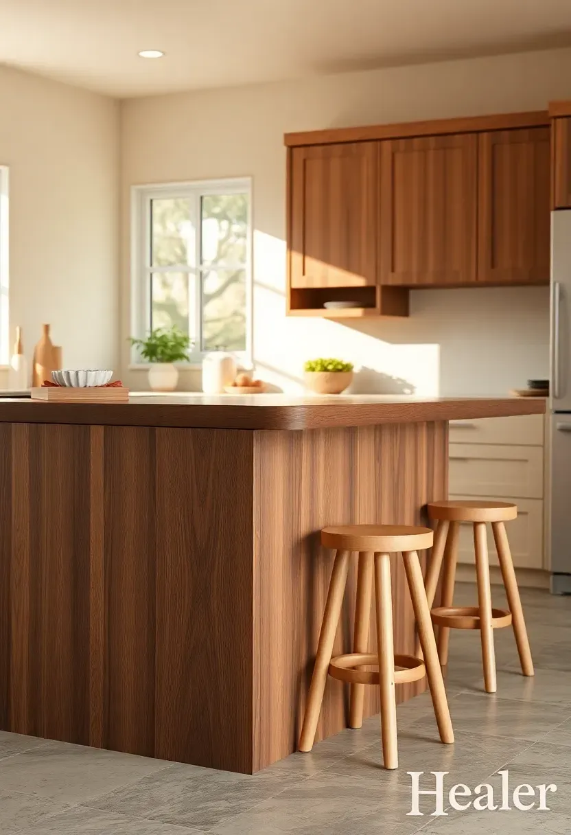 Walnut island with waterfall edge