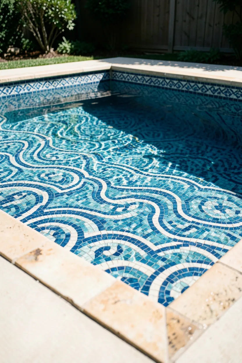 Mosaic Tile Pool with Artistic Design