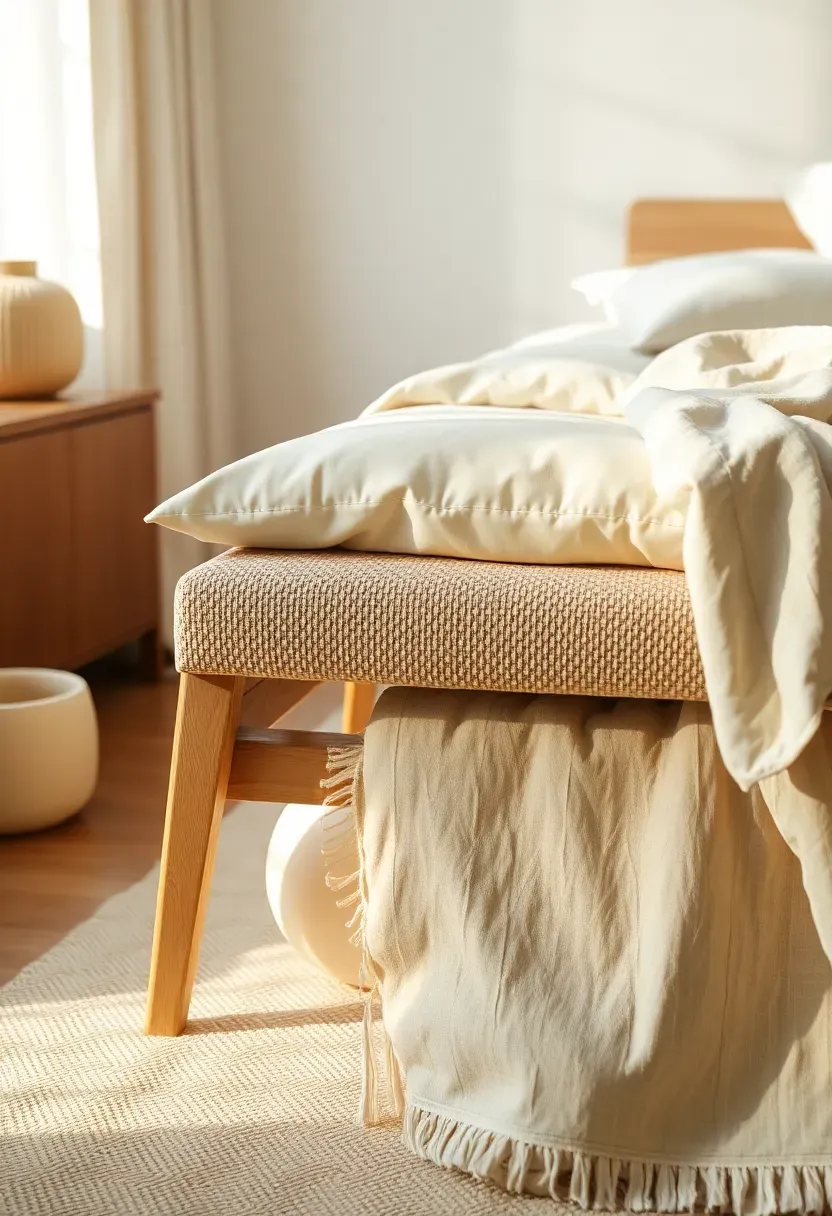 Wood-and-upholstery accent bench pairing