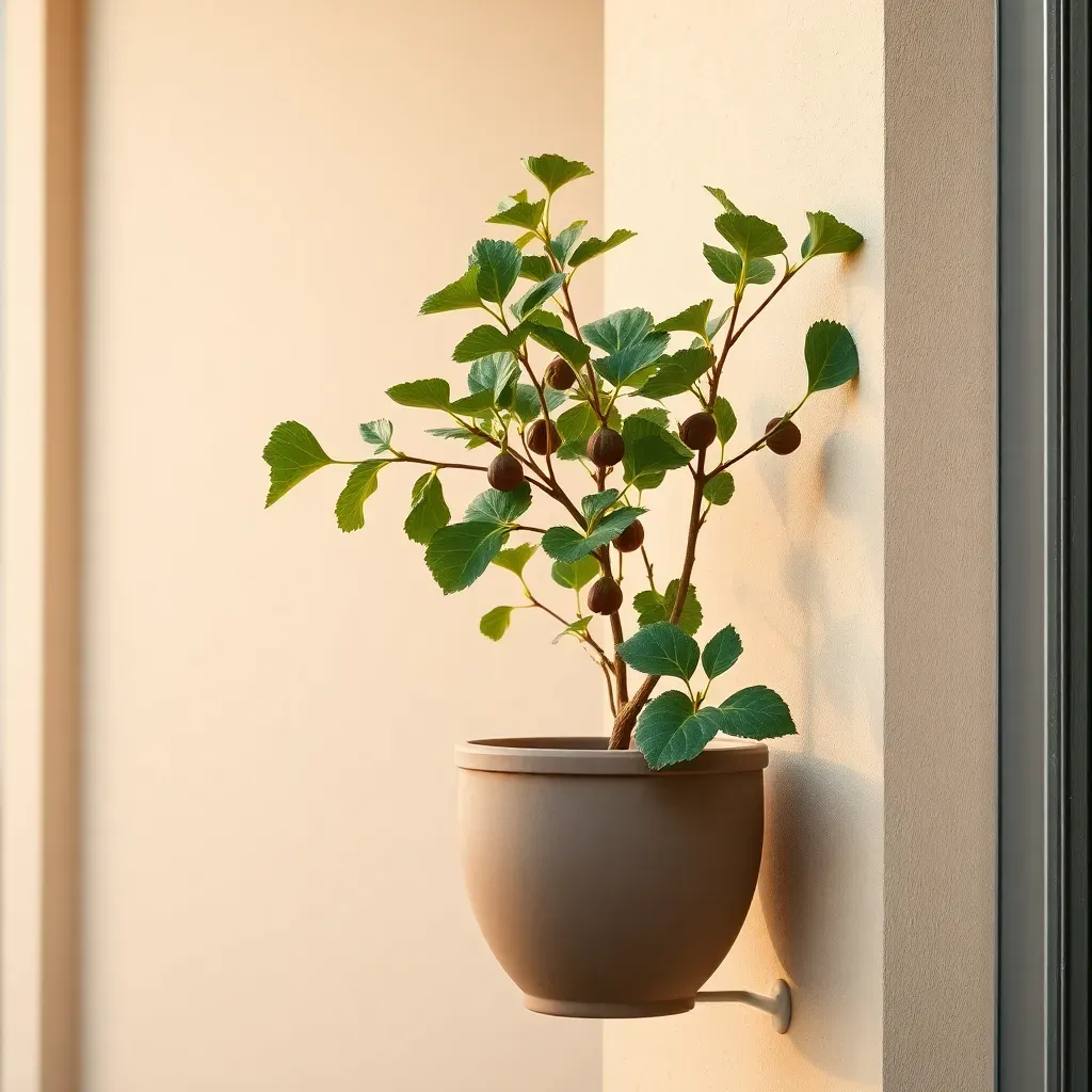 Espaliered fig in a slim container