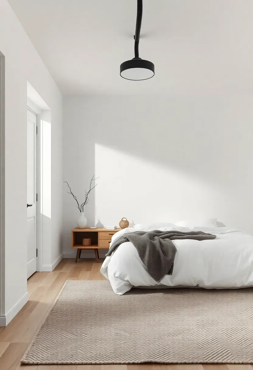 White walls with a black ceiling light track