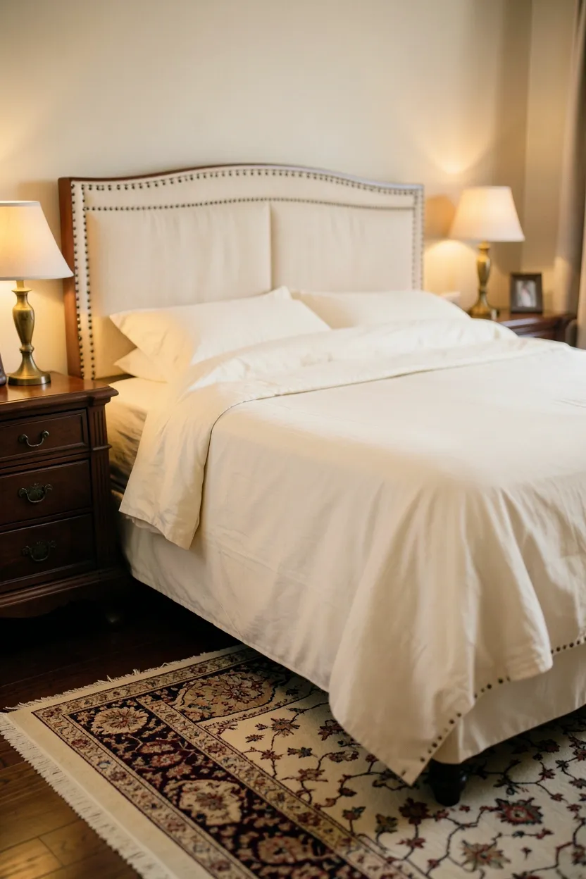 Classic Ivory Linen with Persian Rug Elegance