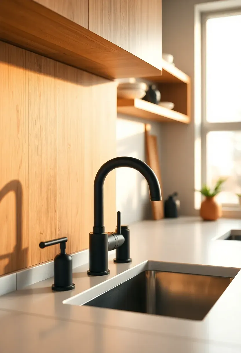 Matte black accents with wood