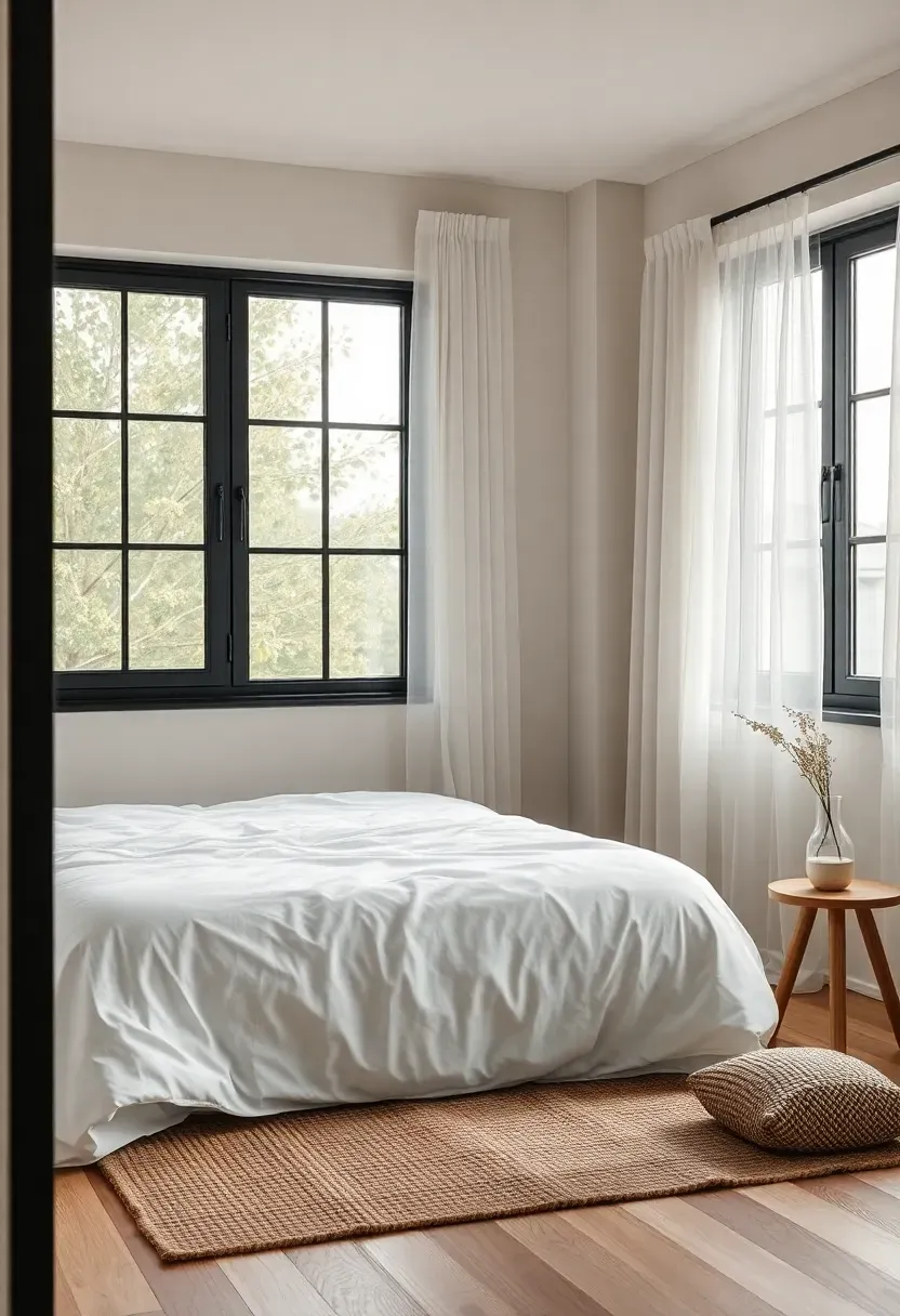 Black window frames as the room's focal outline