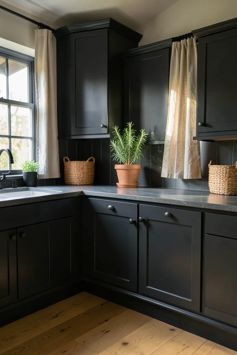 Two-Tone Dark Kitchen Cabinets