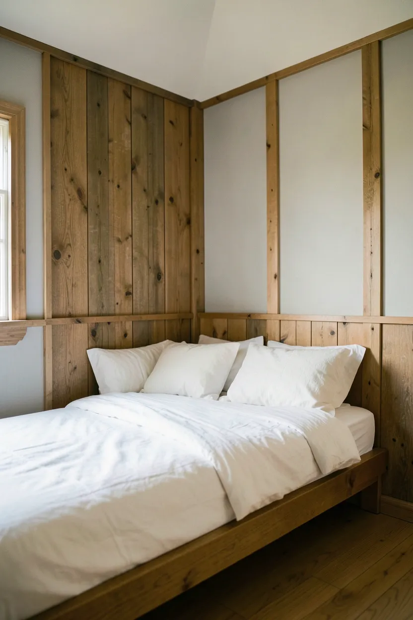 Bedroom Nook with Wrap-Around Wood Paneling