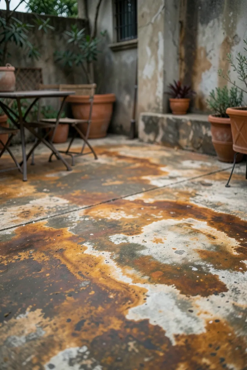 Concrete Patio with Acid-Stained Finish