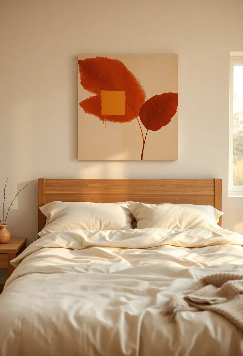 Autumnal abstract art with rust and cream