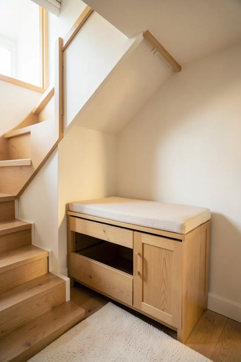 Under-stairs storage living area