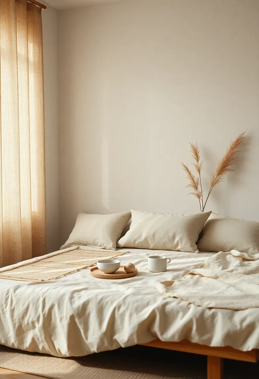 Ramie textile art grid as headboard alternative