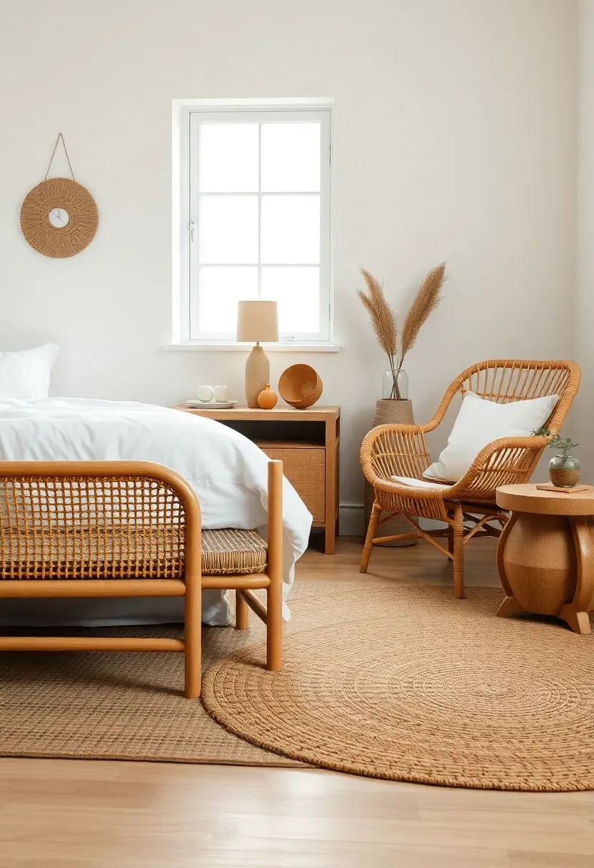Cane furniture pieces for airy boho feel