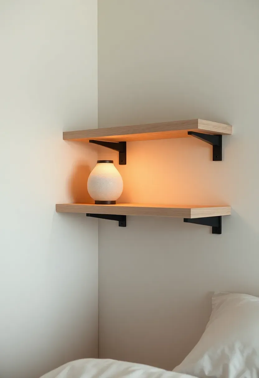 Floating Nightstand Shelves with Minimal Brackets