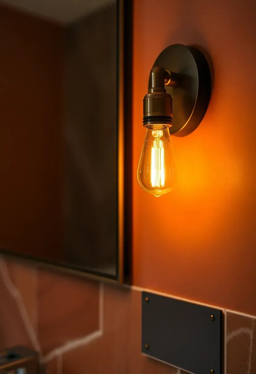 Warm-toned LED vanity light mounted above a bathroom mirror with soft 2700K glow, showing layered bathroom lighting with side illumination eliminating harsh shadows