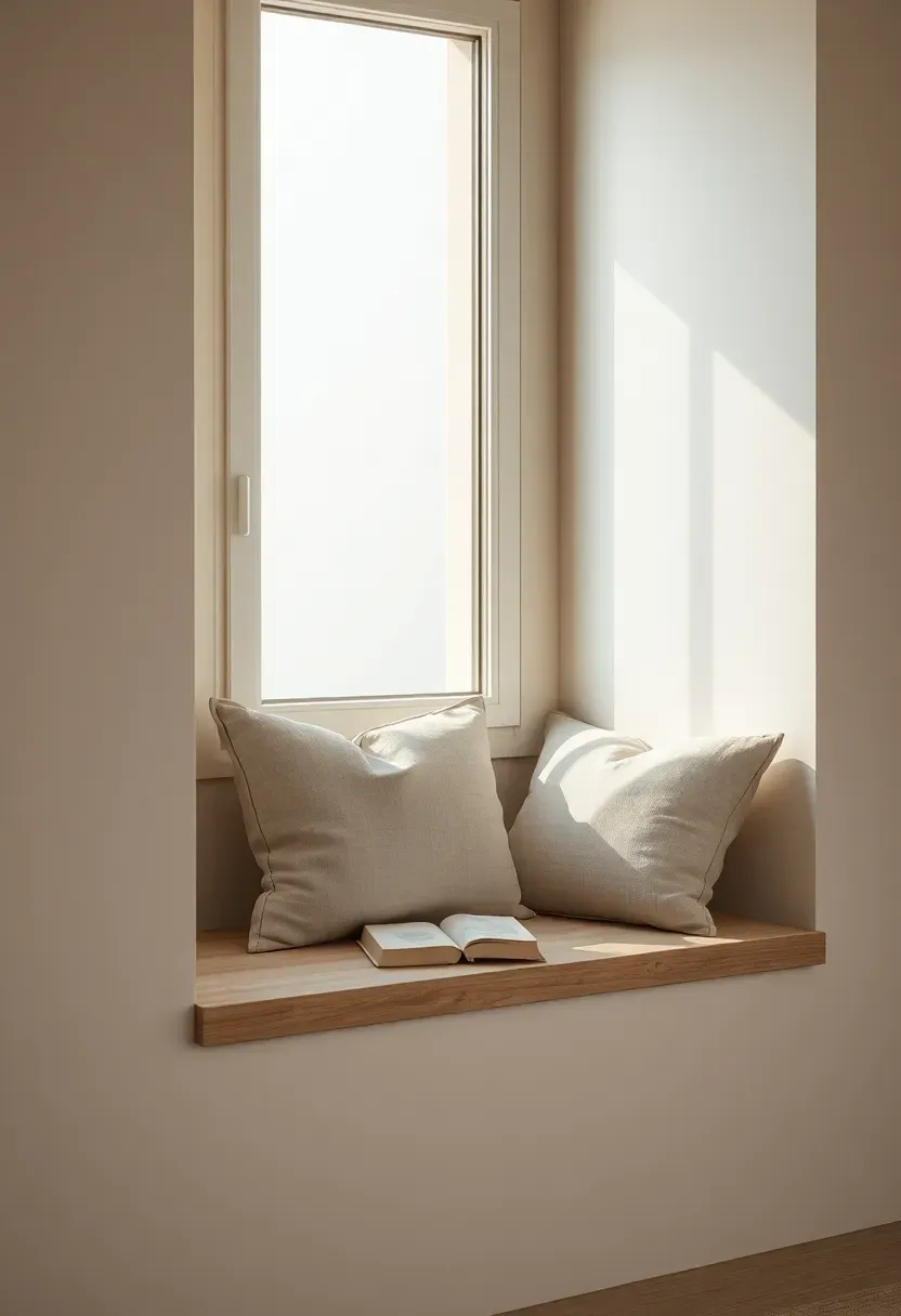Window bench with linen cushions