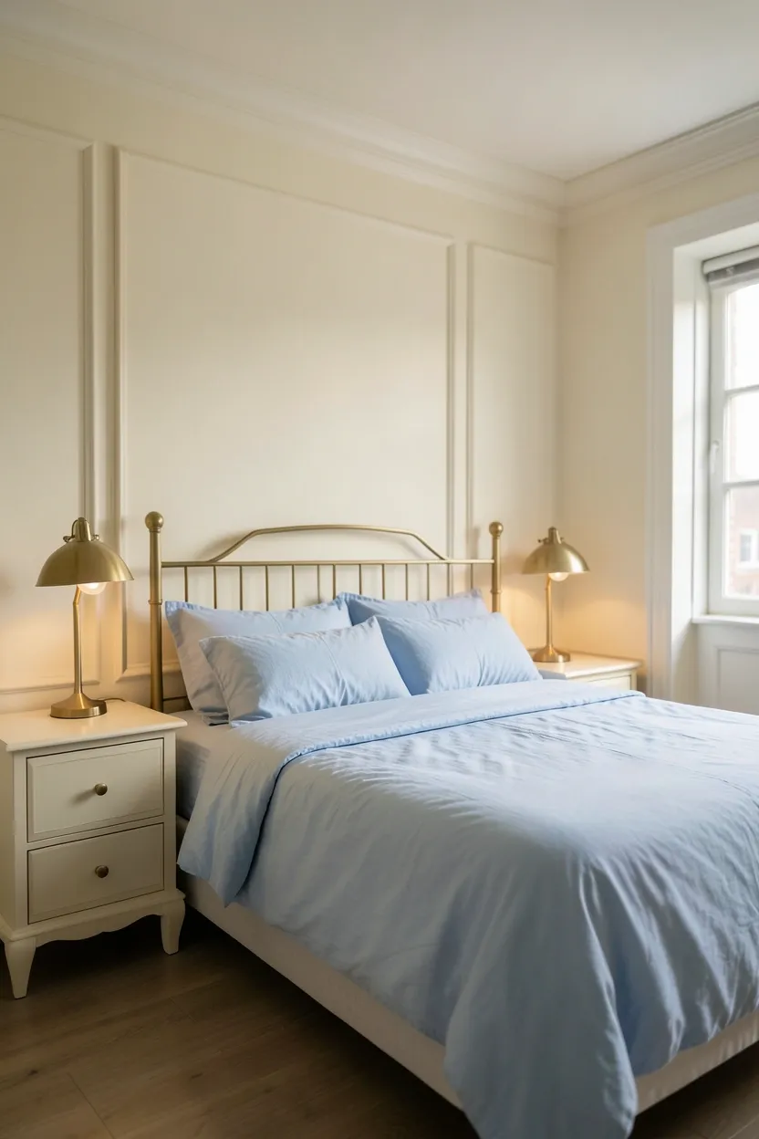 Industrial Blue and Cream Loft Bedroom