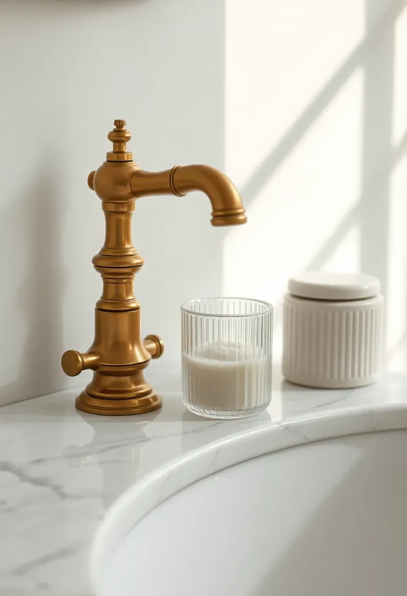 Vintage brass and Carrara marble