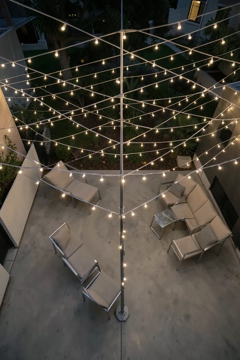 String Light Canopy for Evening Ambiance