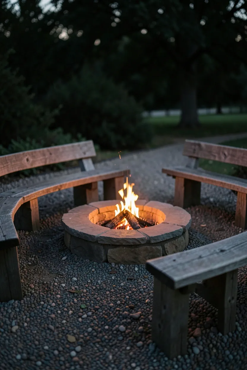 Fire Pit Gravel Patio Design