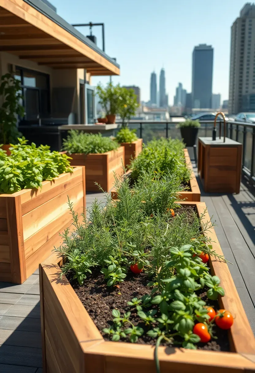 Raised garden beds for herbs
