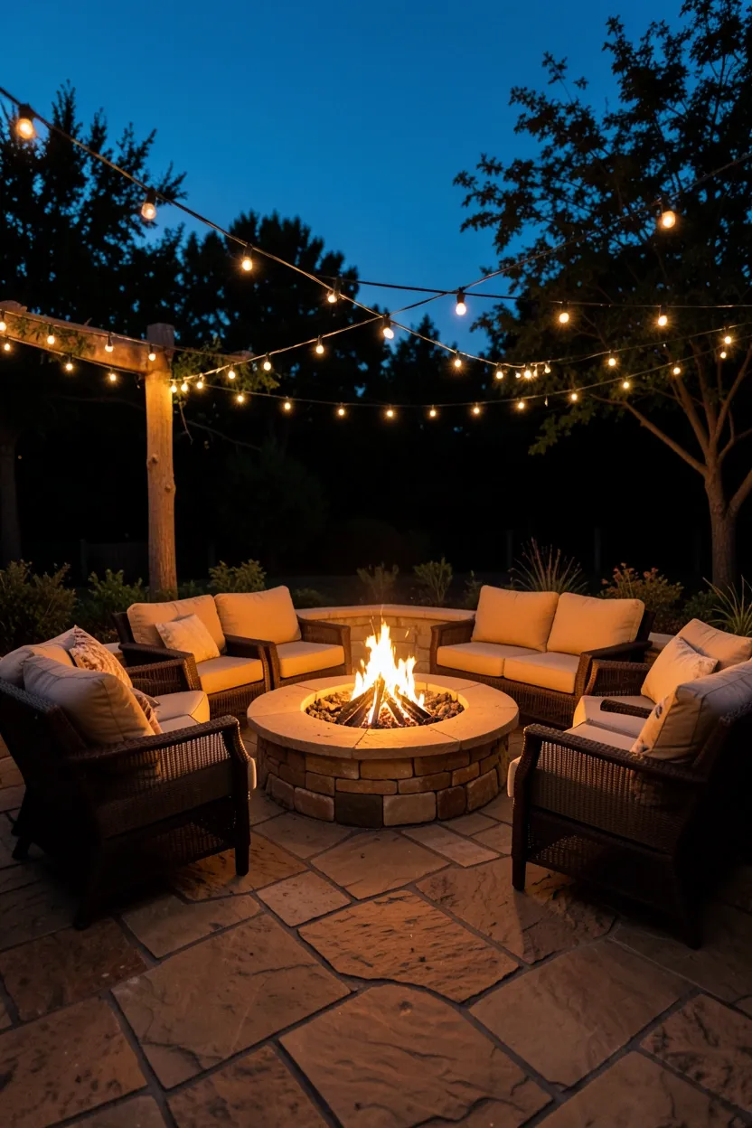 Stone Patio with Fire Pit