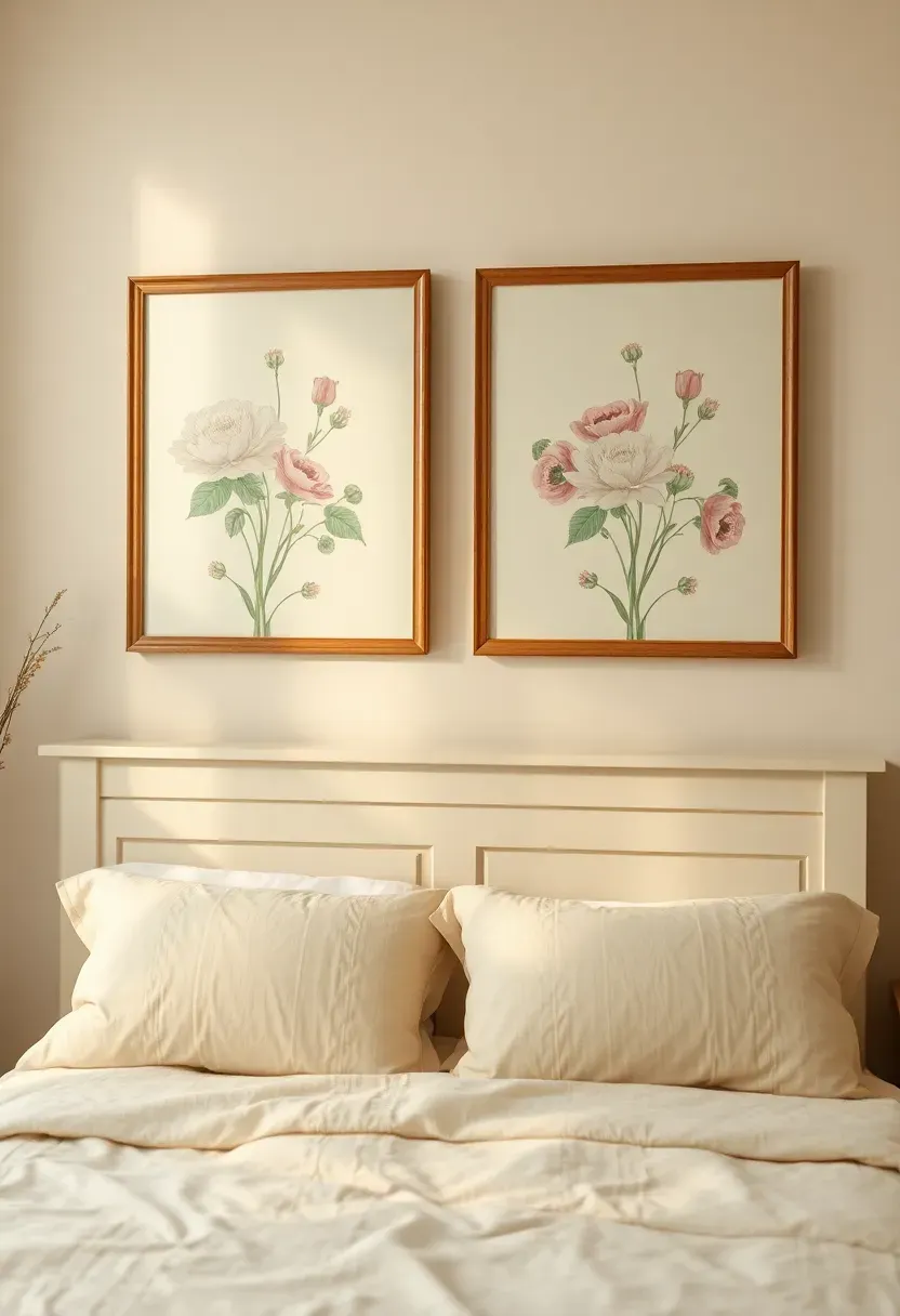 Framed floral wallpaper panels