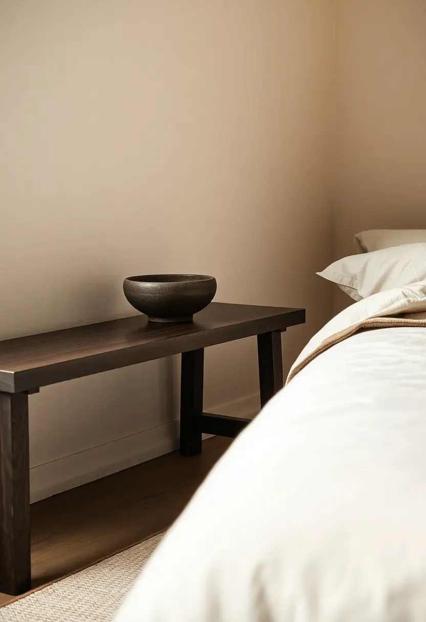 Wabi-sabi vignette with stone and dark wood