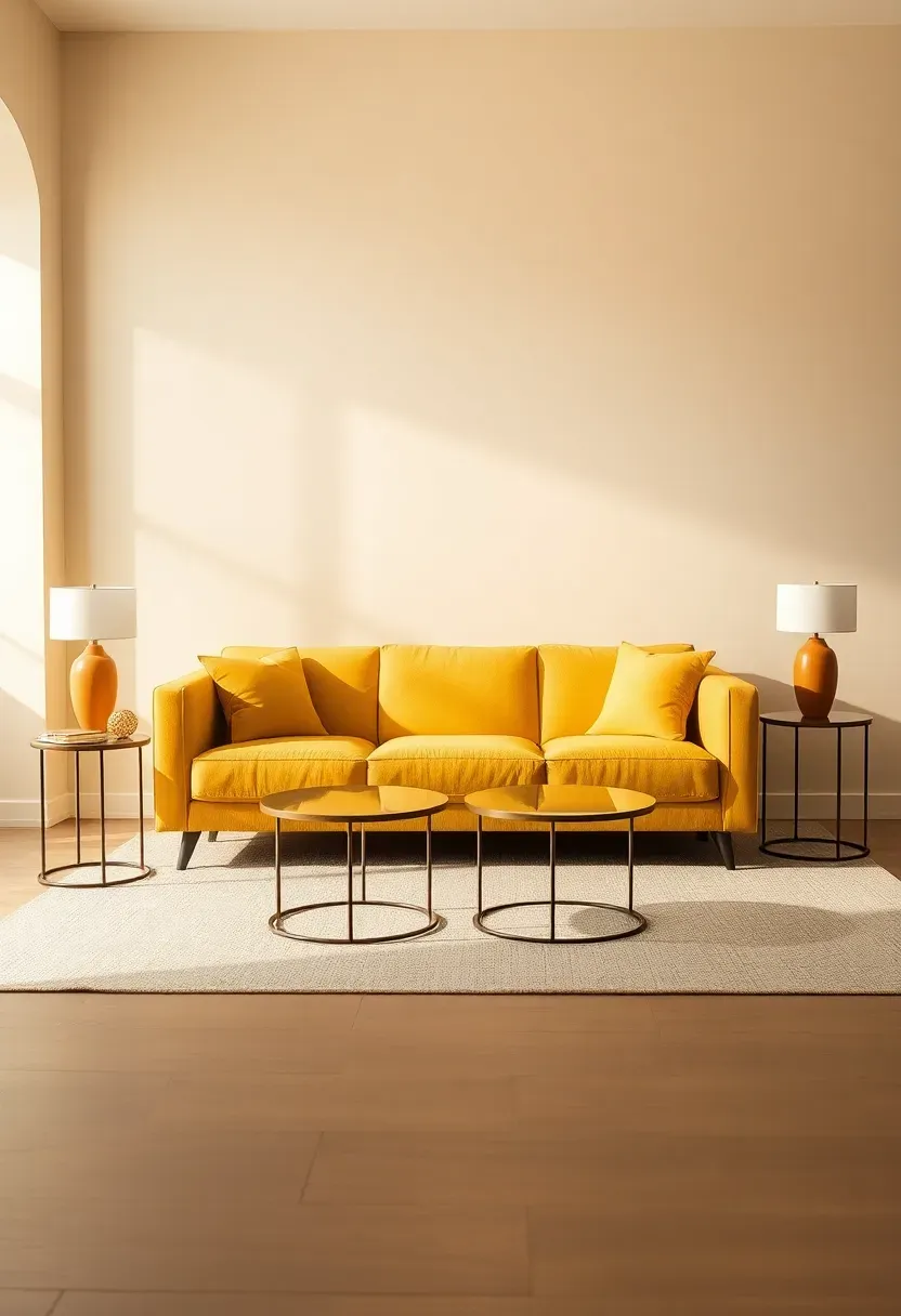 Symmetric sofa plan with twin side tables