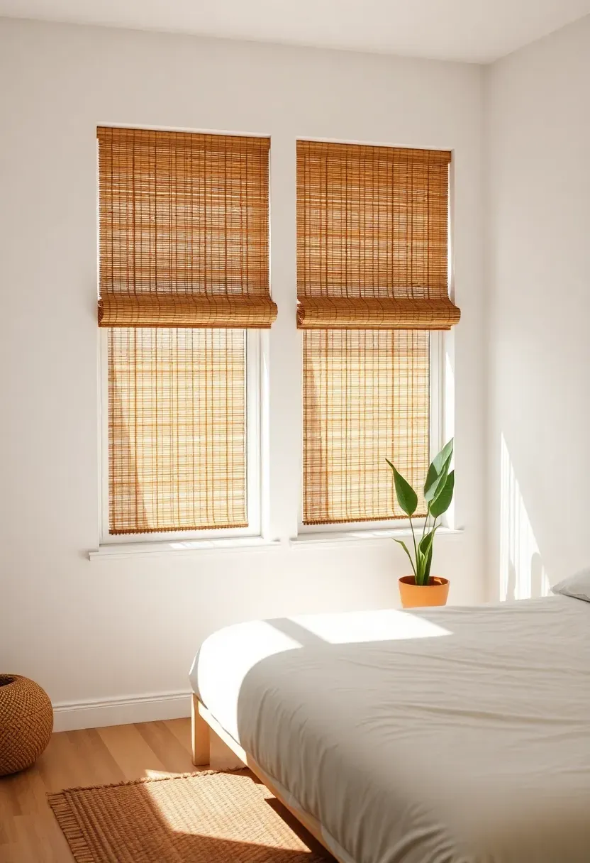 Bamboo window shades for natural texture