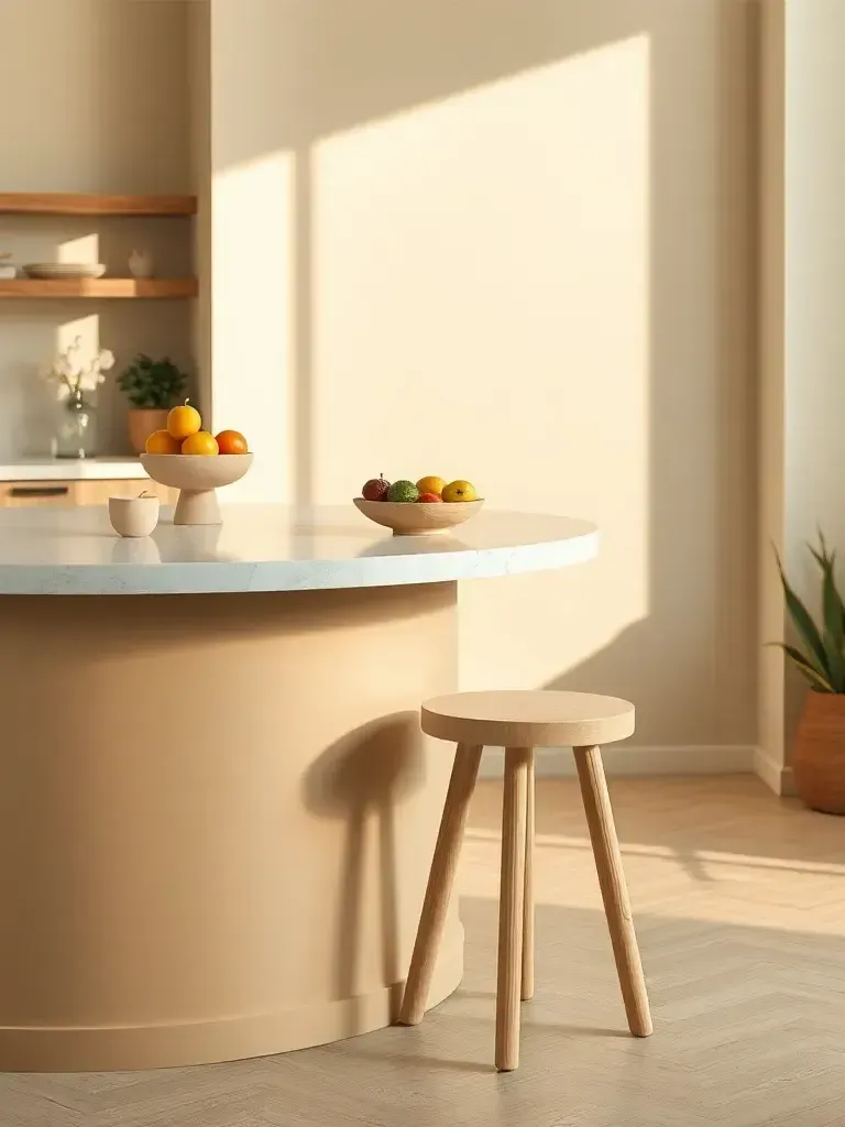 Rounded corner island for smooth flow