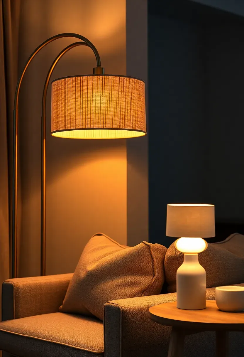 bedroom with jute rug, rattan bedside tray, solid oak side table, and linen cushions in warm neutral tones