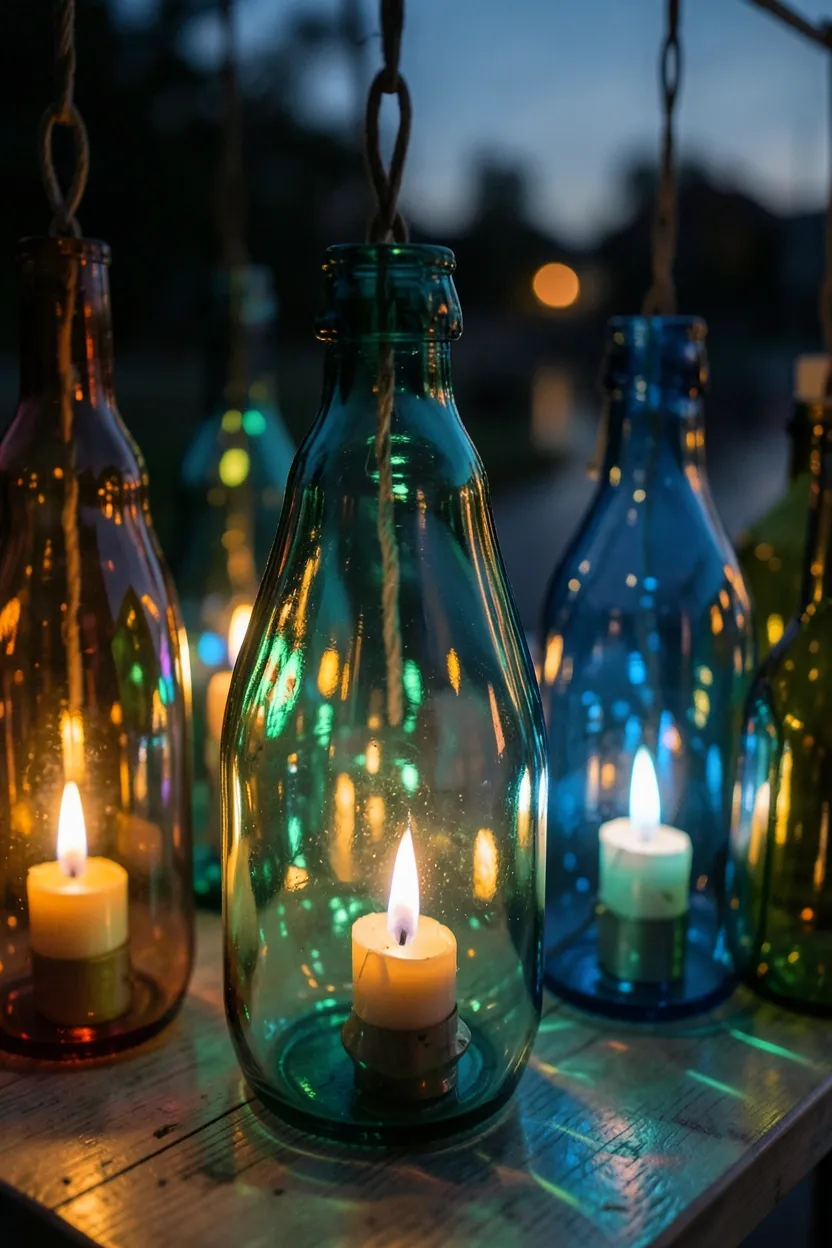 Colored Glass Bottle Lanterns