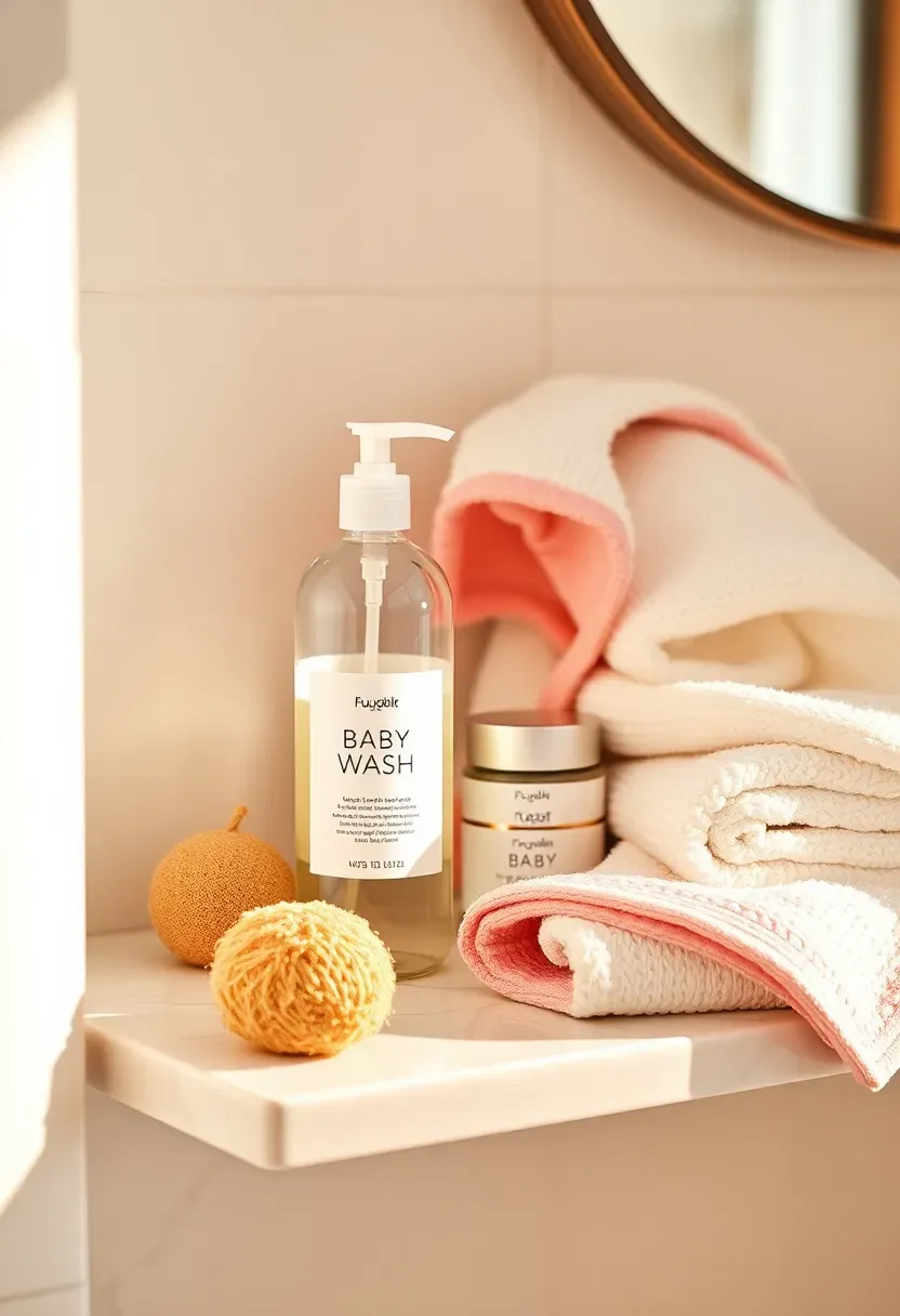 luxury baby bath products set with natural ingredients in pretty packaging