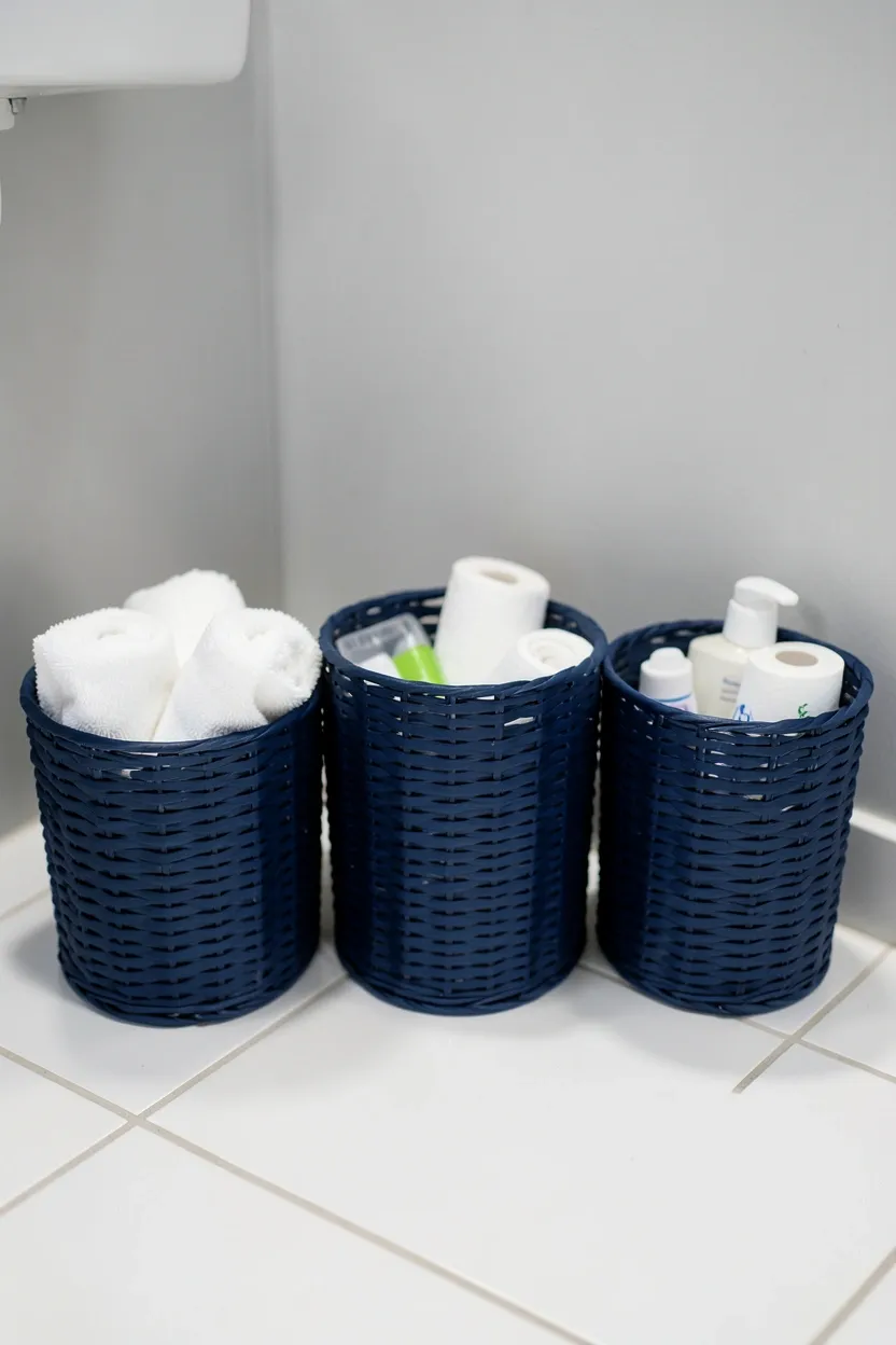Wall-mounted mint green floating vanity in a small modern bathroom with exposed floor space and chrome fixtures