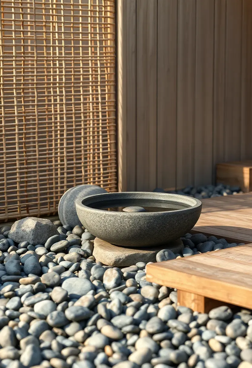 Pebble meditation corner with stone bowl