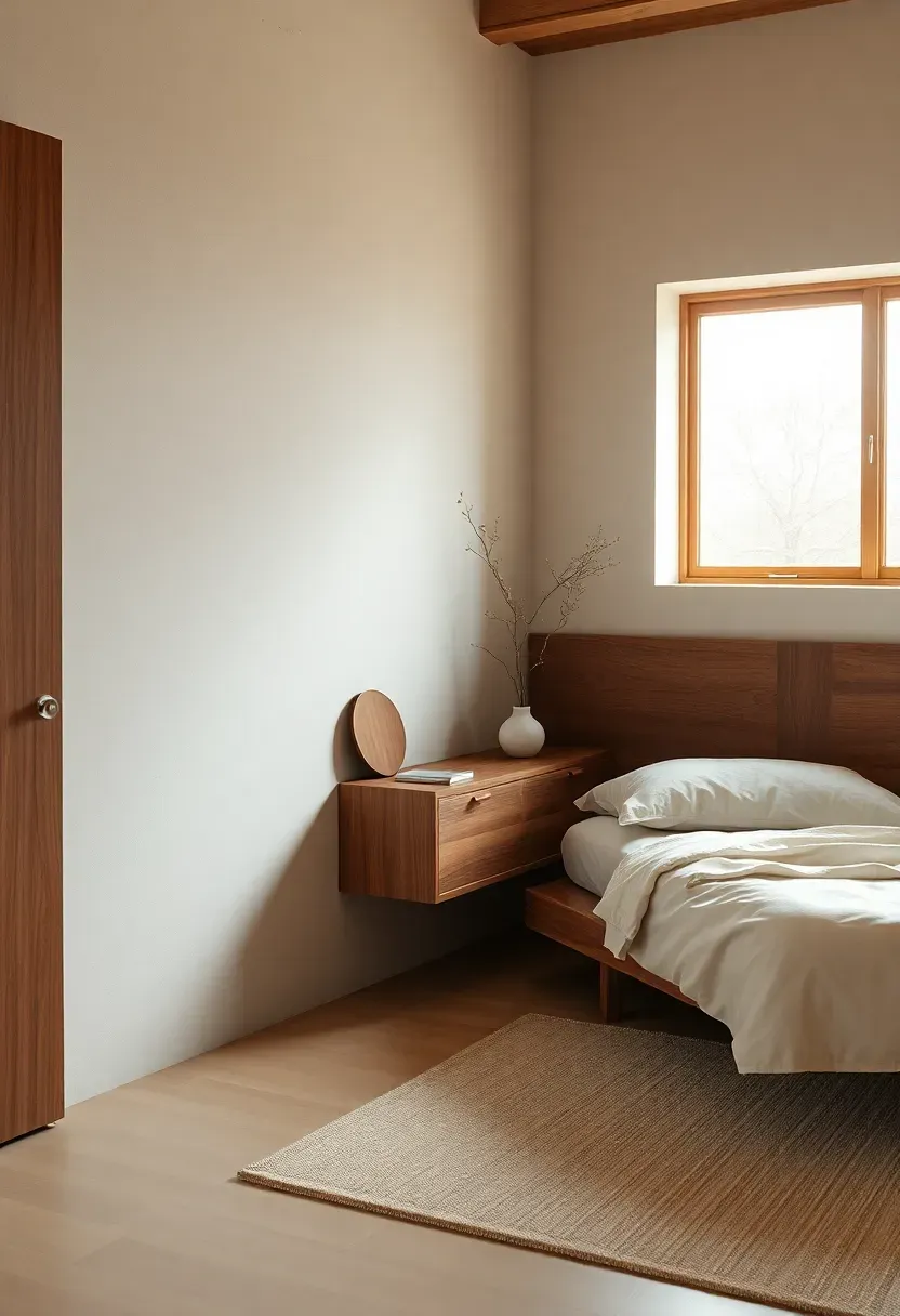 Wabi-sabi plaster with walnut casework balance