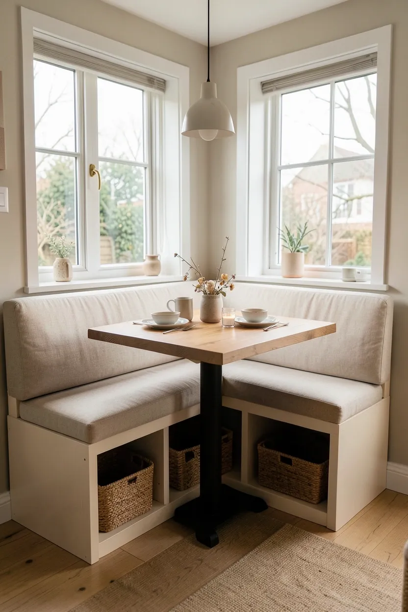 Scandinavian Breakfast Nook with Built-In Banquette