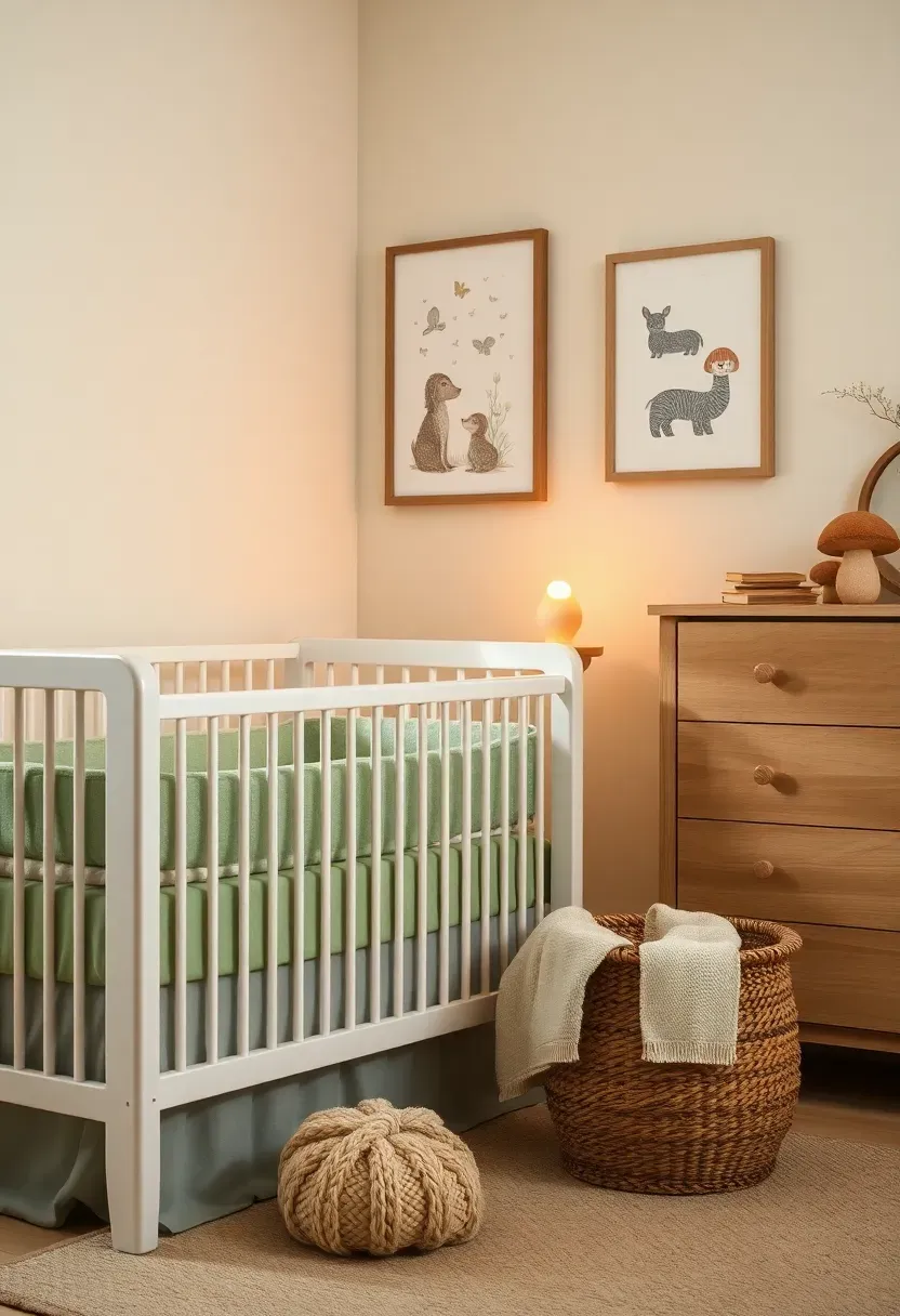 woodland fairy tale nursery for baby girl with mushroom and forest animal decor