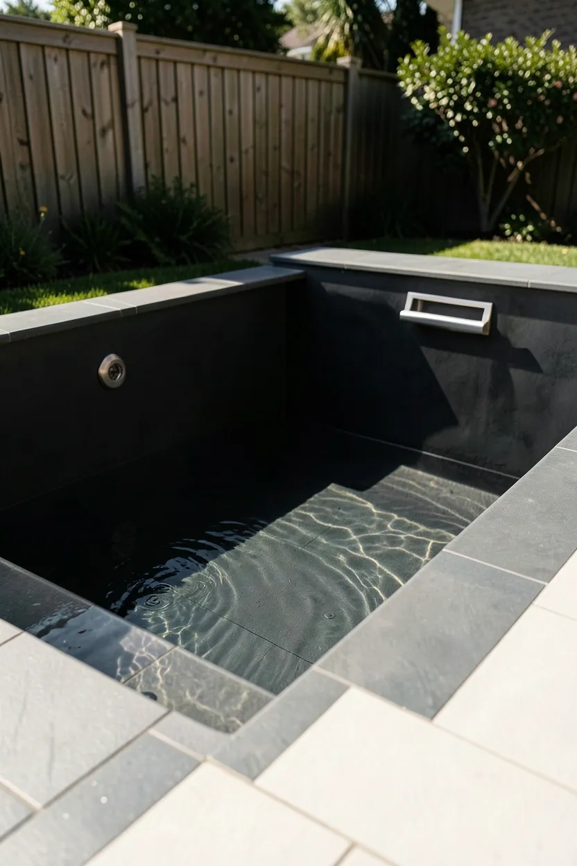 Dark Bottom Pool for Natural Heating