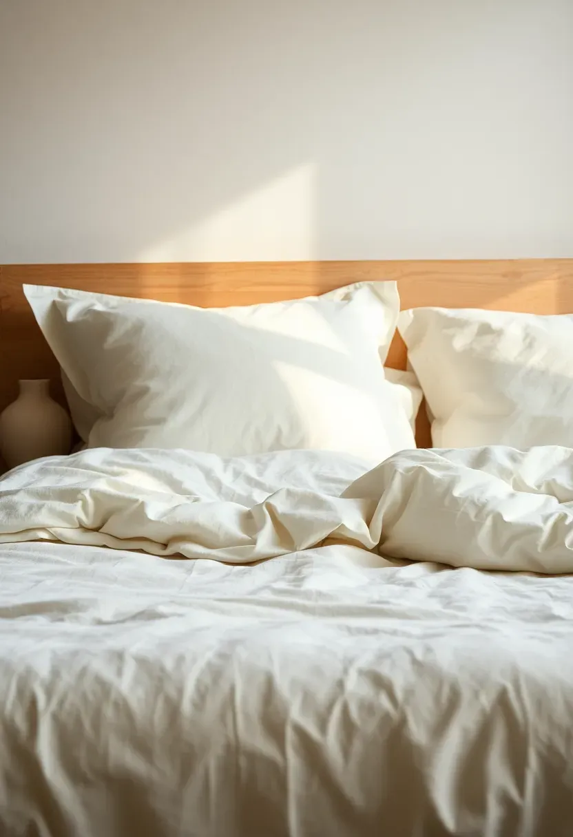 Breathable linen bedding with extra pillows