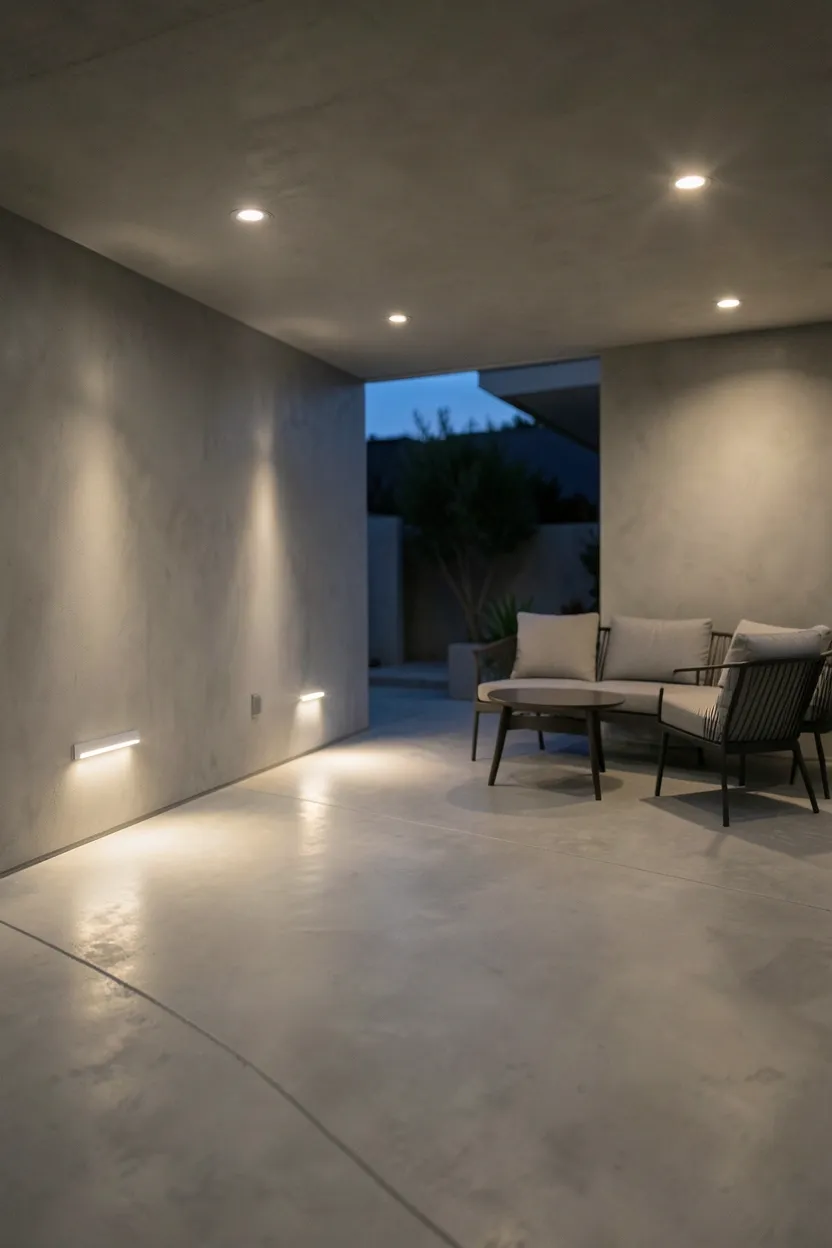 Concrete Patio with Recessed Lighting