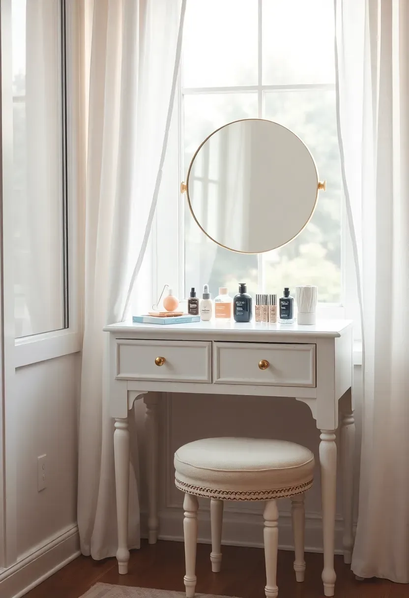 charming window nook vanity bathed in natural daylight with view