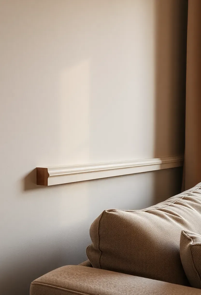 Textured plaster wall with picture rail