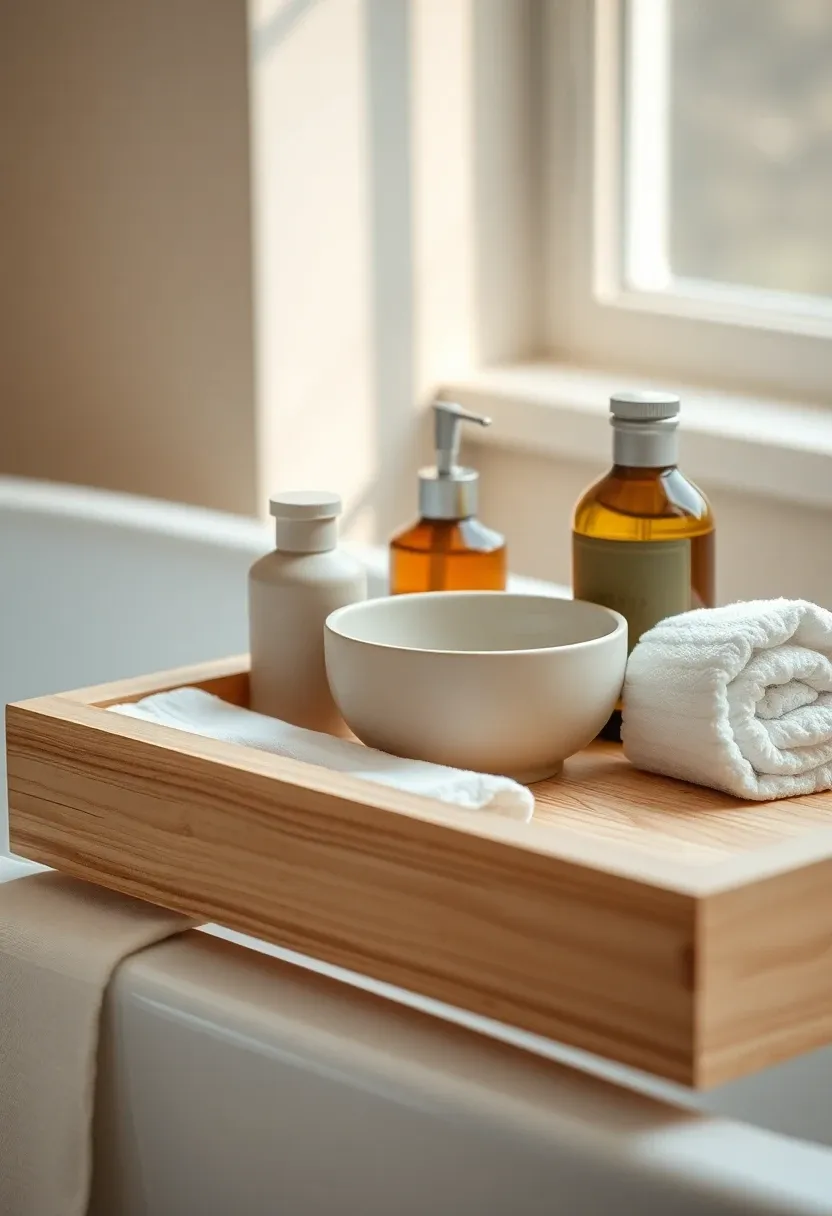 Light oak bath caddy