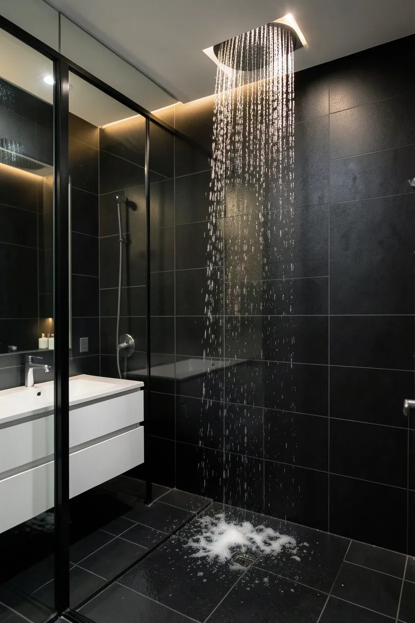 Black Waterfall Shower Wall