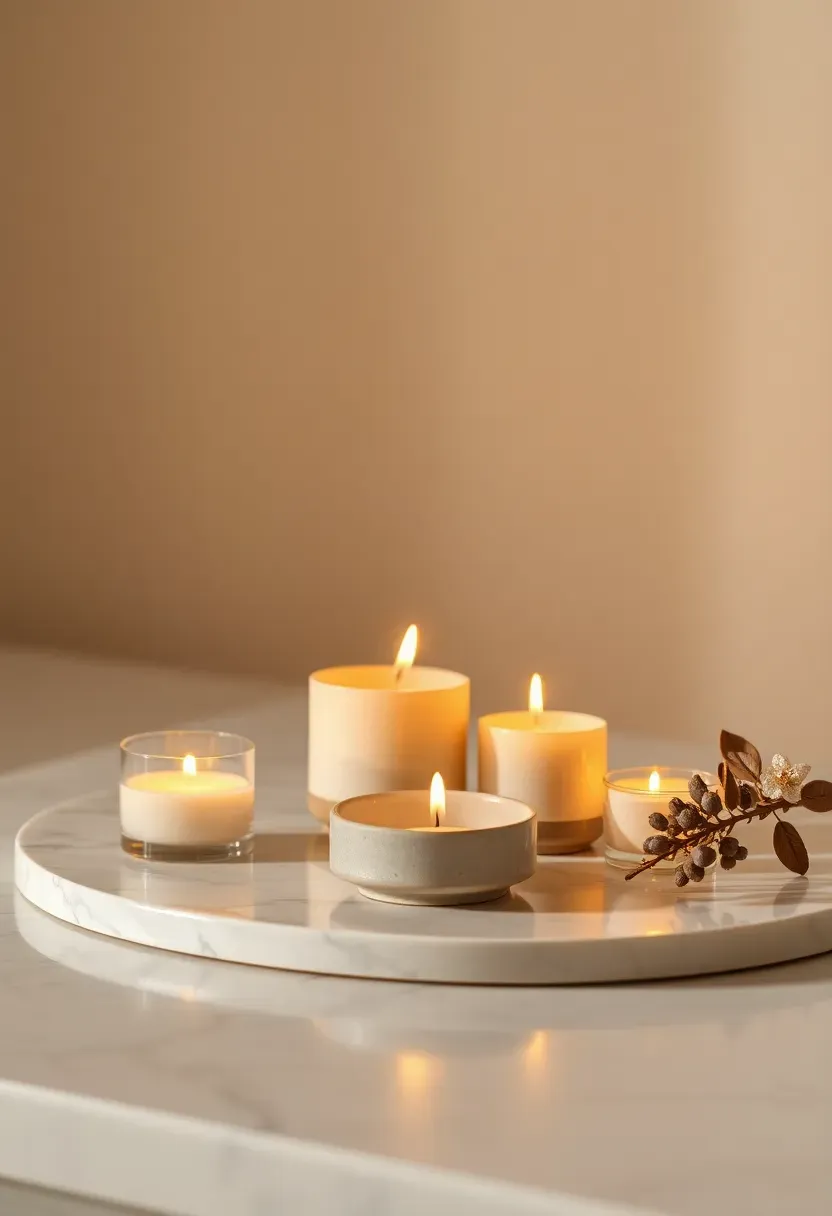 Candlelight tray on Carrara marble
