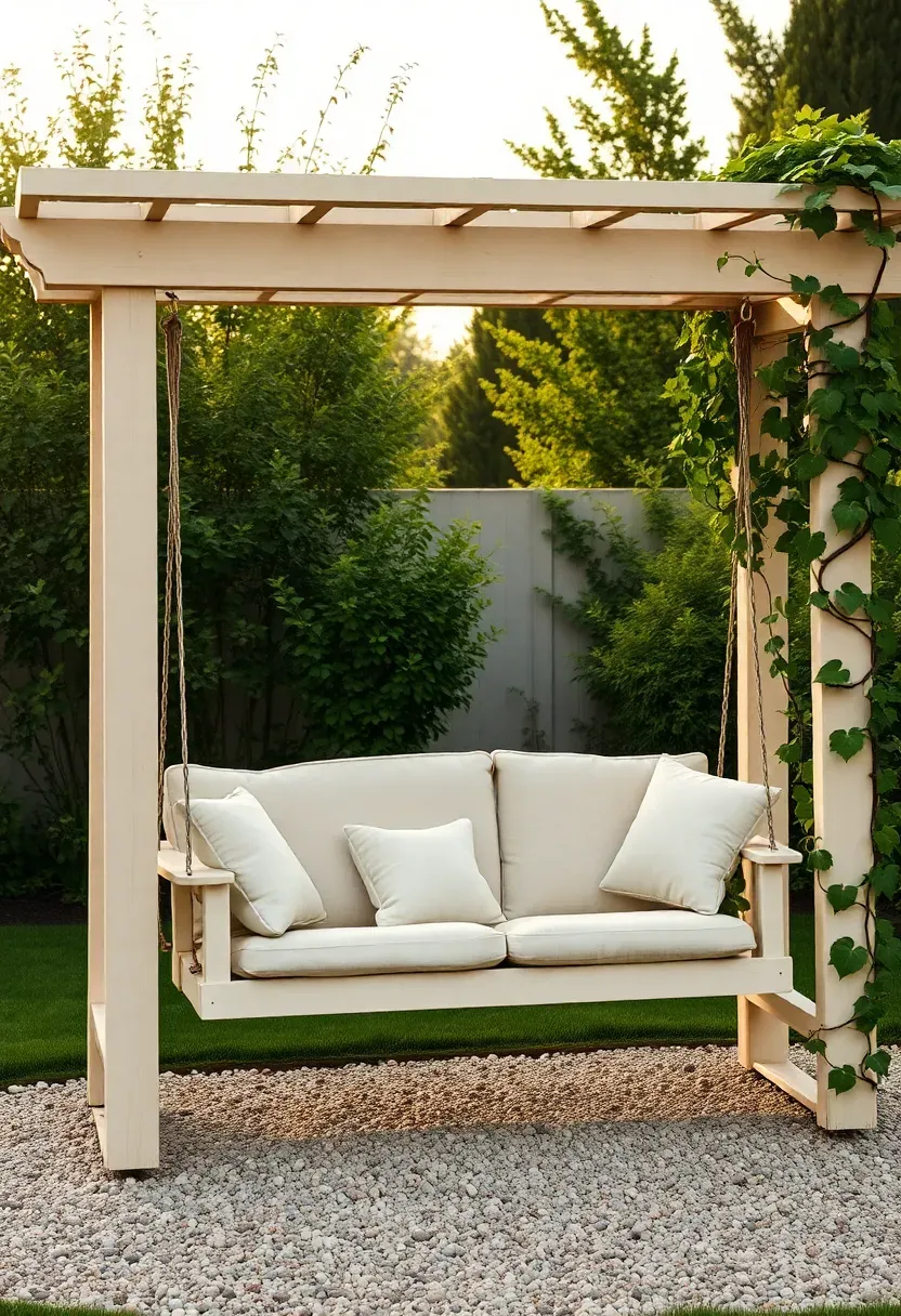 Pergola swing seat for a gentle retreat