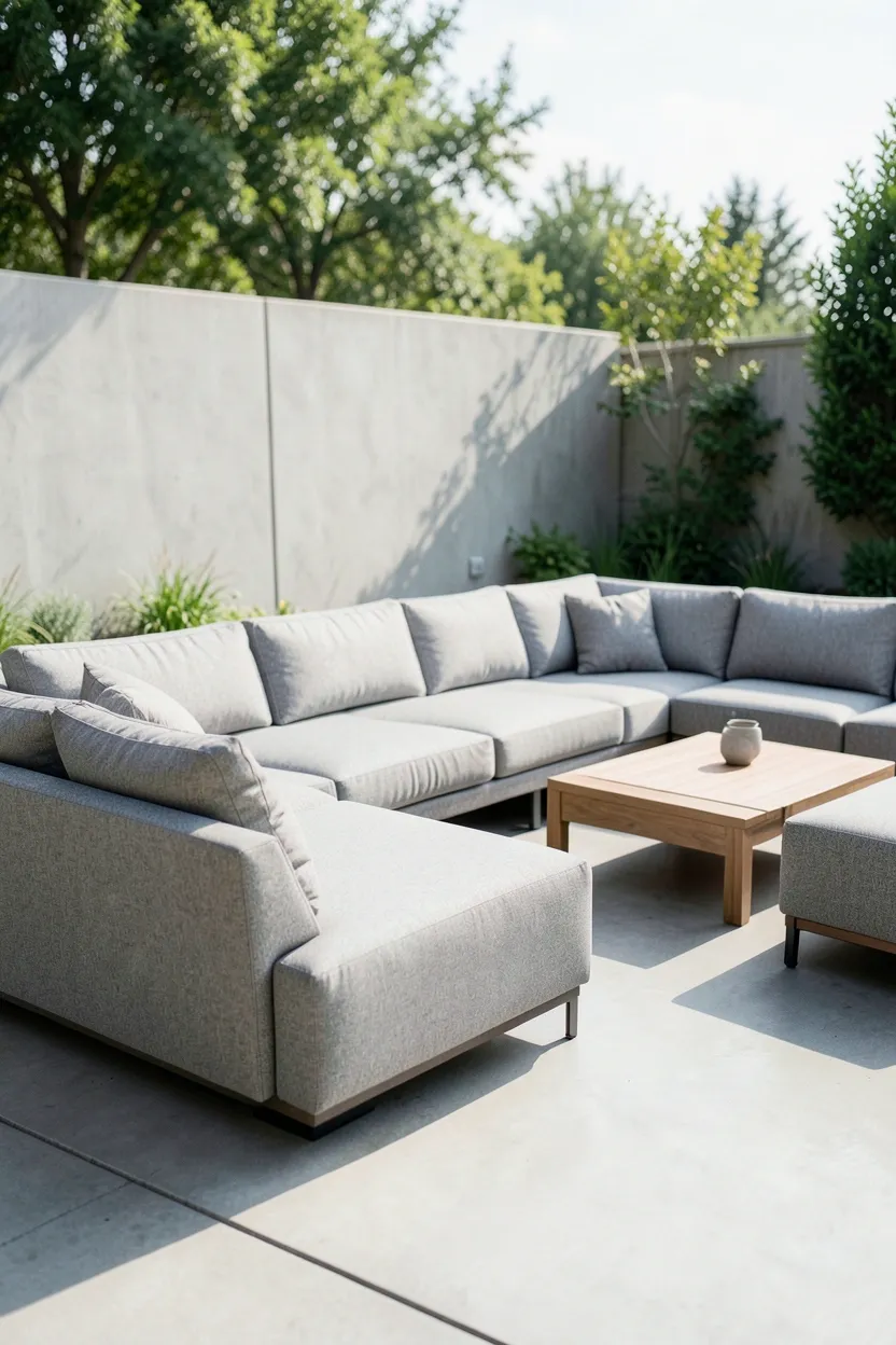 Concrete Patio with Modular Furniture Layout