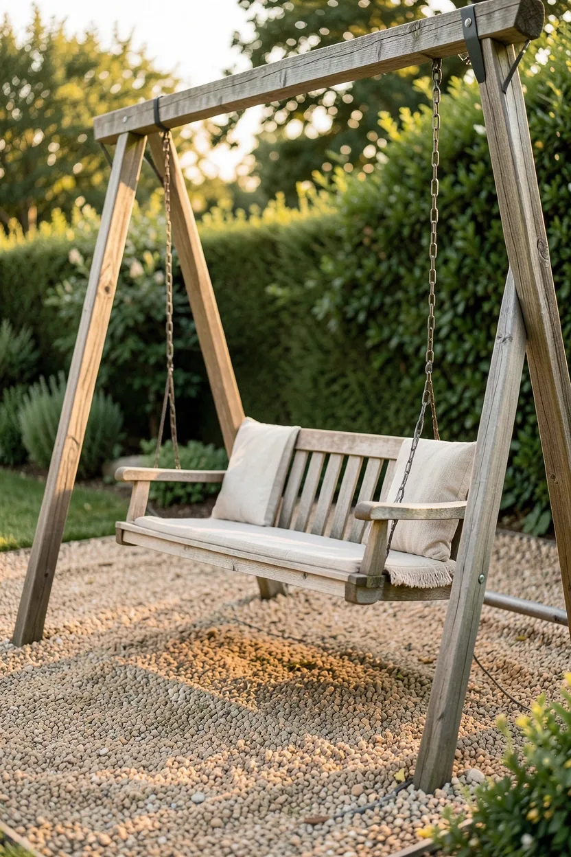 Gravel Patio with Swings
