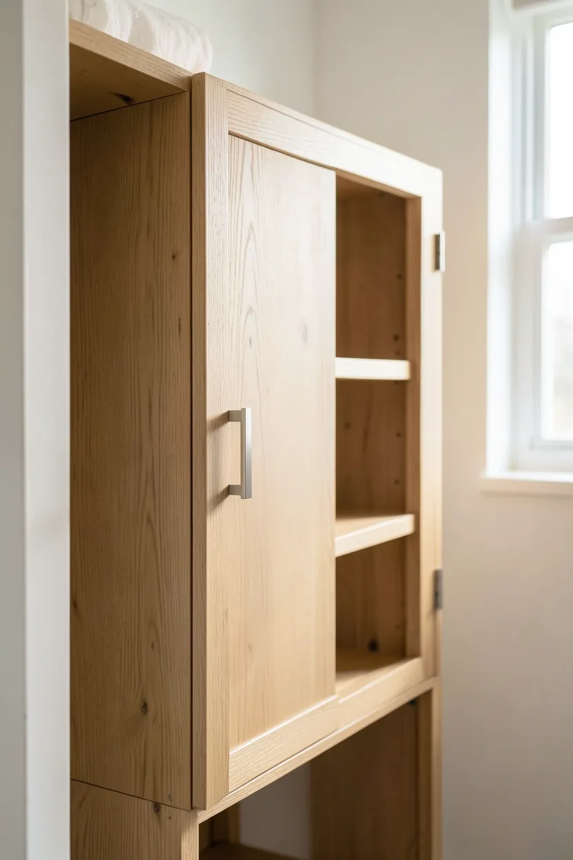Brushed nickel towel bar and faucet against crisp white subway tile in a contemporary bathroom