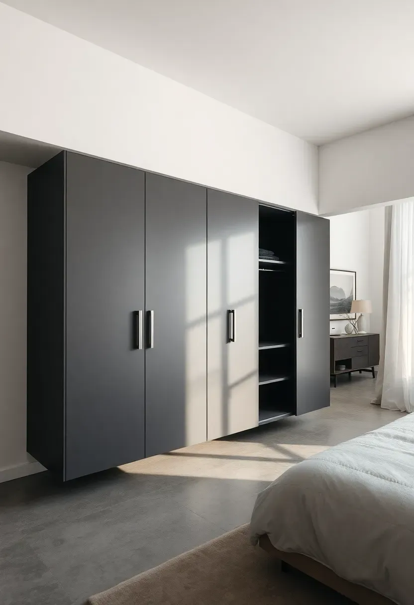 Floating Wardrobe with Matte Lacquer Doors
